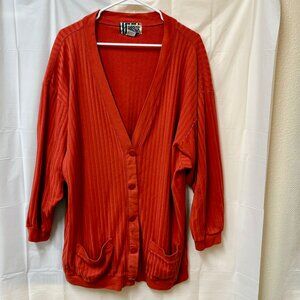 FORENZA Vintage Women Cardigan Sweater Rust Orange Oversized Cozy Relaxed SZ L